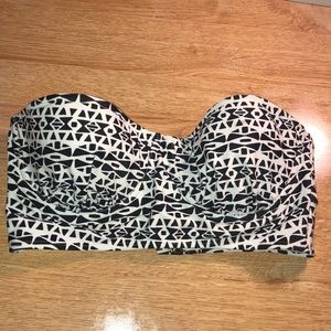 black and white tribal print bikini top